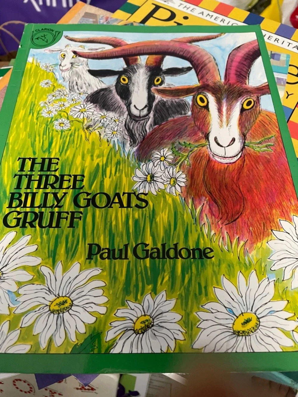 The Three Billy Goats Gruff by Paul Galdone - Colorful Goats Illustrated Cover